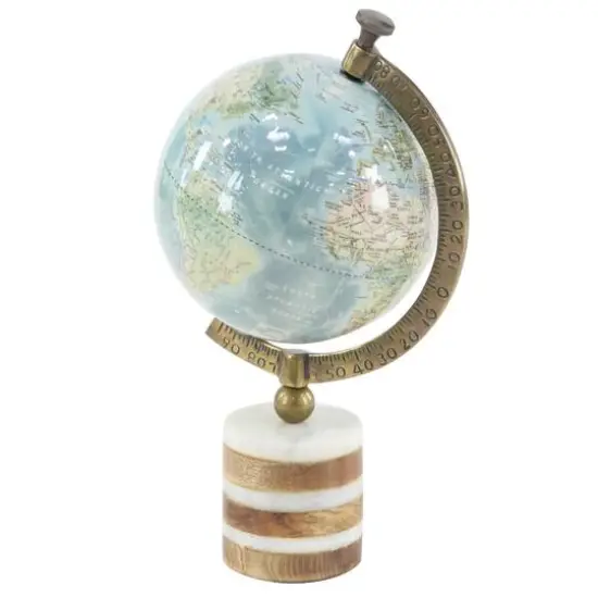 16" Blue Ceramic & Metal Coastal Globe {7}