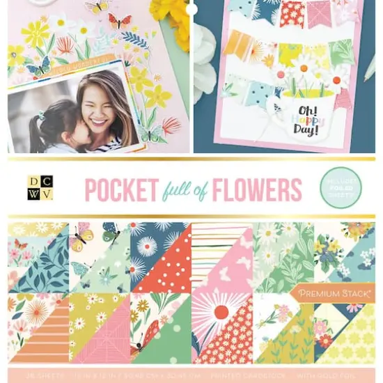 DCWV® Pocket Full of Flowers Cardstock Paper Pad, 12" x 12" {1}