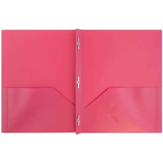 JAM Paper 9.5" x 11.5" Assorted Fashion Colors Plastic 2 Pocket School POP Folders with Clasps, 6ct. {5}