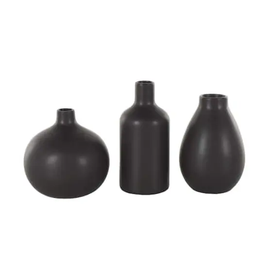 Black Minimal Ceramic Vase Set {4}
