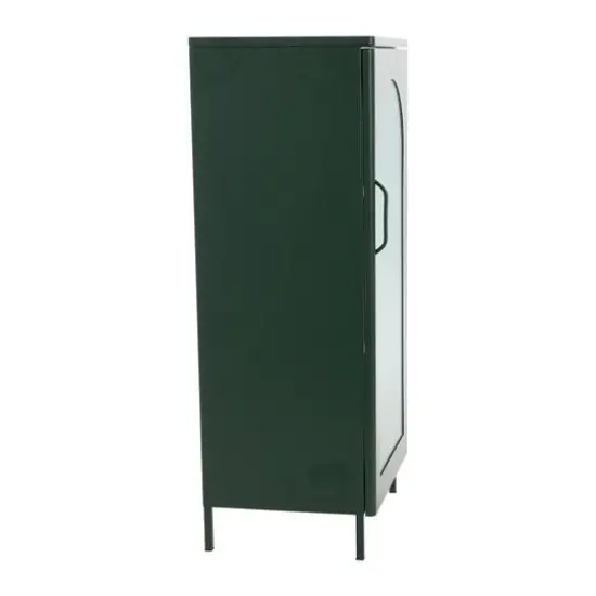 Hello Honey&reg; 40" Solstice Narrow Metal Accent Cabinet with Adjustable Storage Shelves and Arched Glass Door Dark Green {7}