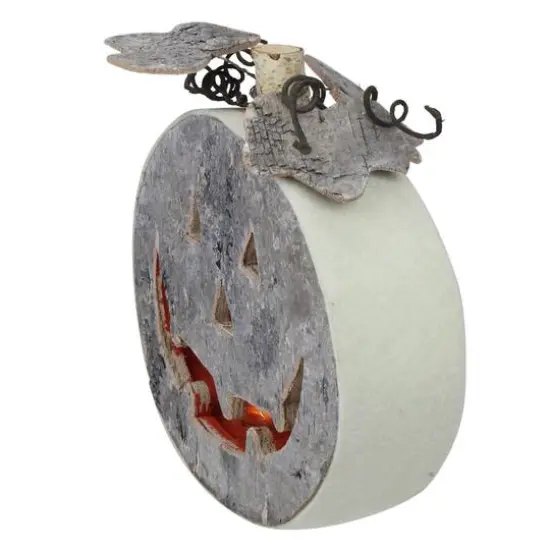 9.25" Gray LED Jack-O-Lantern Halloween Table Top Decoration {4}