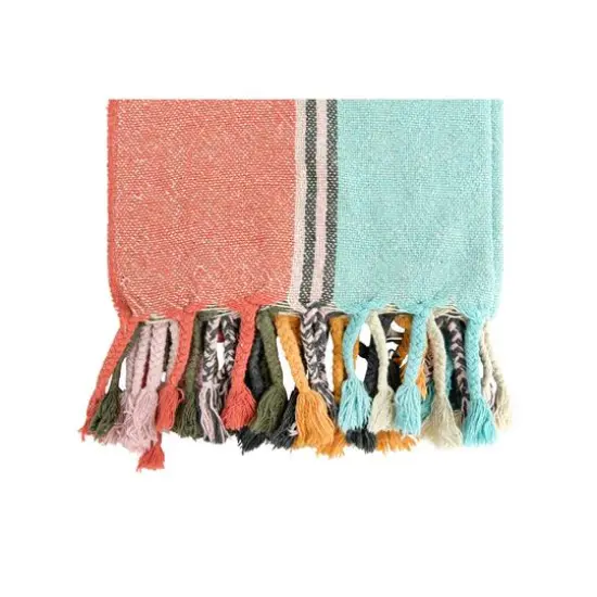Hello Honey&reg; Multicolor Stripe Recycled Cotton Blend Throw Blanket with Braided Fringe {4}
