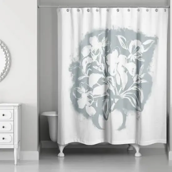 Blue Spray Paint Floral 71" x 74" Shower Curtain {3}