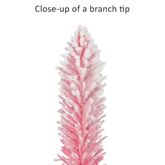 6ft. Pre-Lit Flocked Pink Artificial Alpine Pencil Christmas Tree, Clear Lights {7}