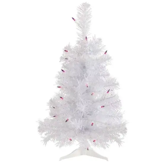 2ft. Pre-Lit White Rockport Pine Artificial Christmas Tree, Purple Lights {1}