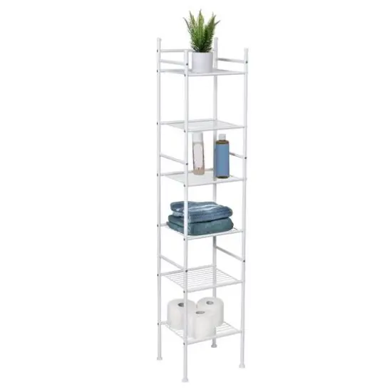 Honey Can Do White 6-Tier Bathroom Storage Shelving Unit {13}