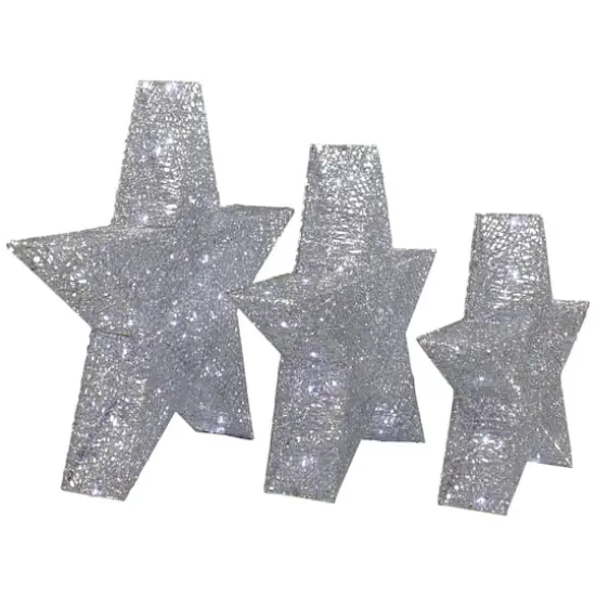 Silver LED Stars Outdoor Christmas D&eacute;cor Set {5}