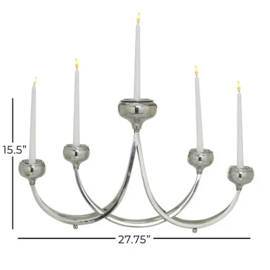 Silver Stainless Steel Candlestick Holders, 15x28x5" {9}