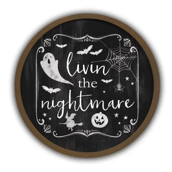 Livin the Nightmare Round Framed Print Brown {1}
