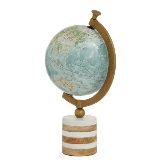 16" Blue Ceramic & Metal Coastal Globe {5}