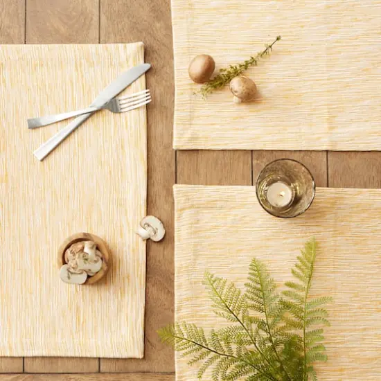 DII® Tonal Recycled Cotton Slubby Rib Placemats, 6ct. Honey Gold/Off White {4}
