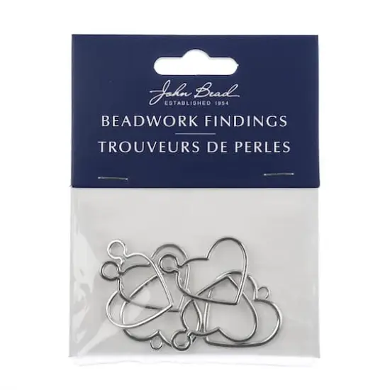 John Bead 25mm Silver Heart Side Link Beadwork Pendants, 6ct. {5}