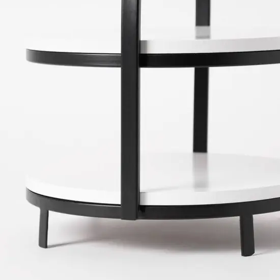 American Art Decor White 2-Tier Metal Storage Display Tray {5}