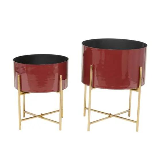 Red Modern Planter, Set of 2" 15", 12" {4}