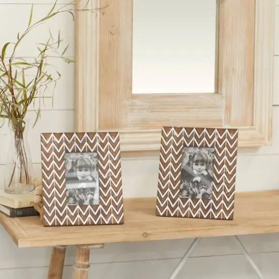 2 Pack Brown & White Chevron Modern 8" x 9" Frame {6}