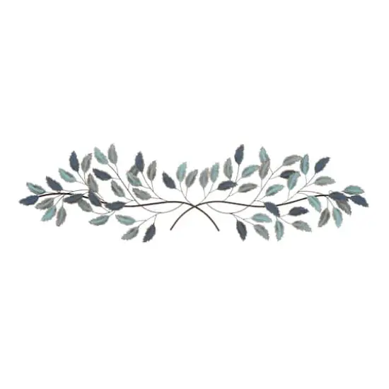 Blue Metal Leaves Wall Decoration {1}