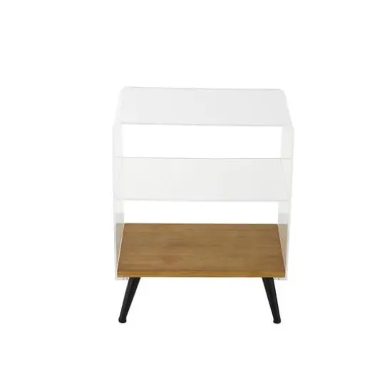 23" Clear Acrylic 1-Shelf Accent Table with Wood Base & Black Legs {9}