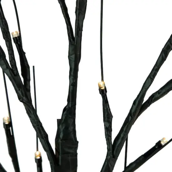 24" LED Lighted Black Halloween Twig Tree, Warm White Lights {5}