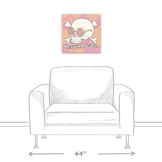 Pink & Coral Skull Rest in Peace Canvas Wall Art {6}
