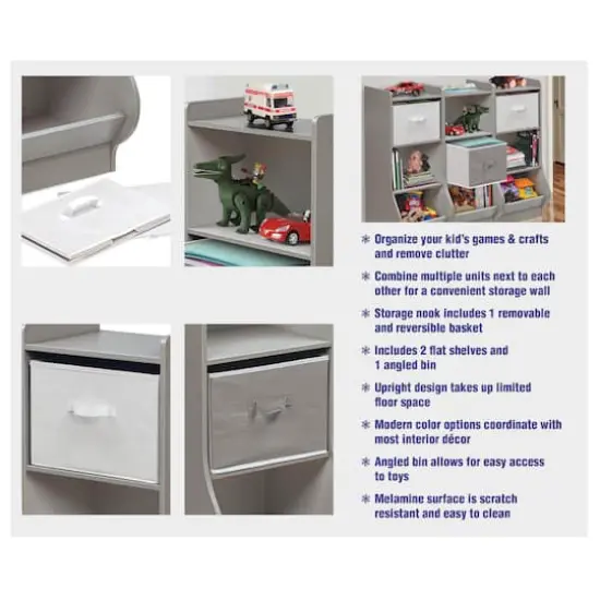 Badger Basket Woodgrain Gray Upright Storage Nook With Reversible Basket {11}