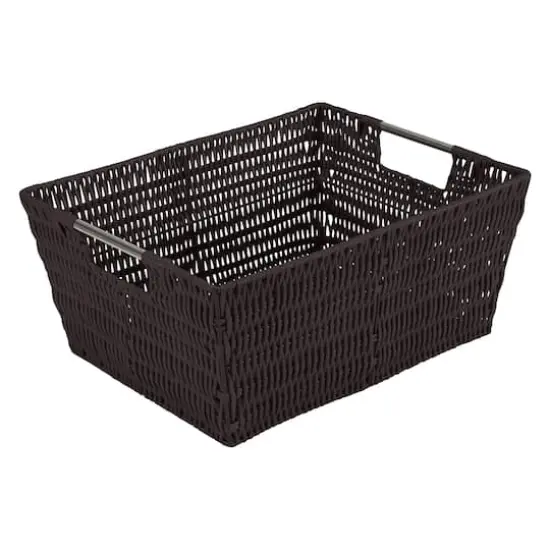 Simplify 3-Piece Rattan Tote Basket Set Chocolate Brown {13}