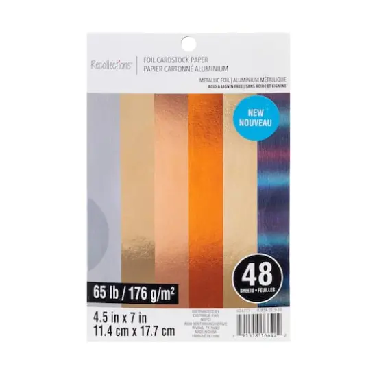 Metallic Foil Cardstock Paper Value Pack by Recollections&trade;, 4.5" x 7" {1}