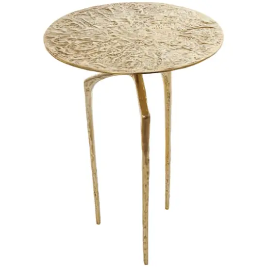 Gold Aluminum Geometric Slim Textured Accent Table {4}