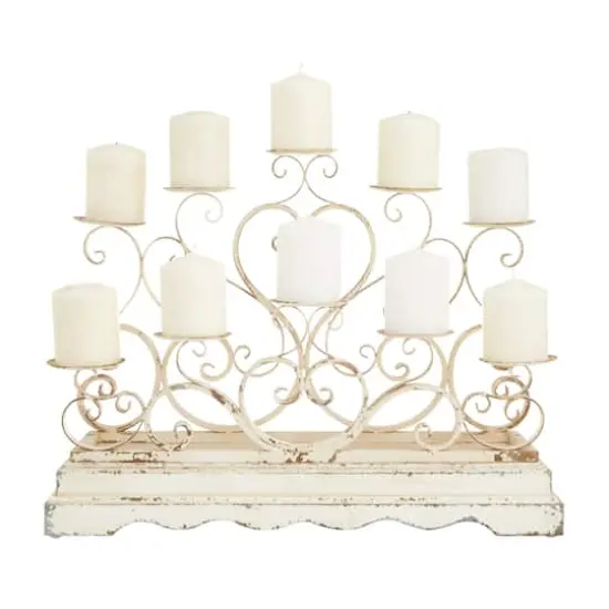 White Iron French Country Candelabra, 18" x 23" x 8" {1}