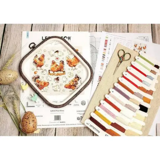 LetiStitch Pied Hens Counted Cross Stitch Kit {8}