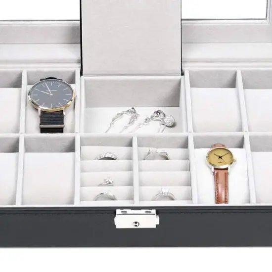 Charcoal Black Grand Ebony Jewelry Watch Box {3}