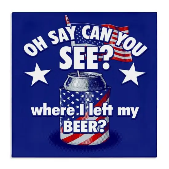 Stupell Industries Funny Patriotic Beer Canvas Wall Art {1}