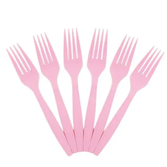 JAM Paper Pink Premium Plastic Forks, 100ct. {1}