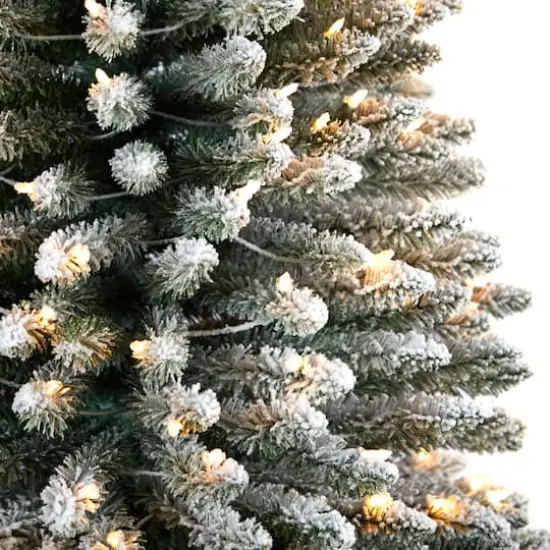 12ft. Pre-Lit Flocked Artificial Pencil Christmas Tree, Clear Lights {5}