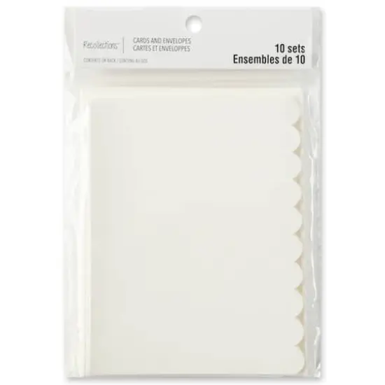 Scalloped Folded Cards & Envelopes by Recollections&trade;, 4.25" x 5.5" Ivory {5}