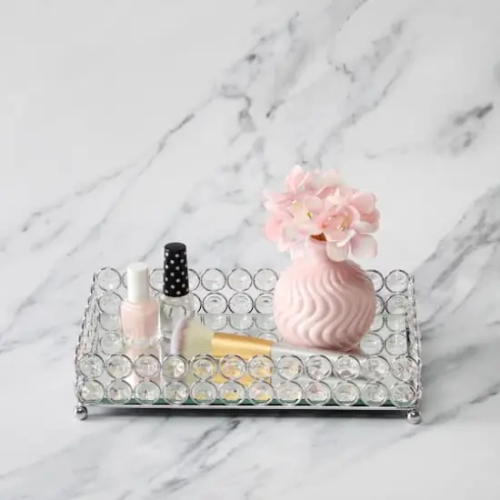 Elegant Designs&trade; 10.5" Chrome Decorative Mirrored Jewelry Vanity Tray {5}