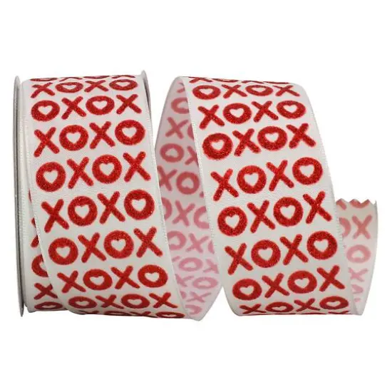 JAM Paper 1.5" x 10yd. Glitter Wired XO Ribbon {1}