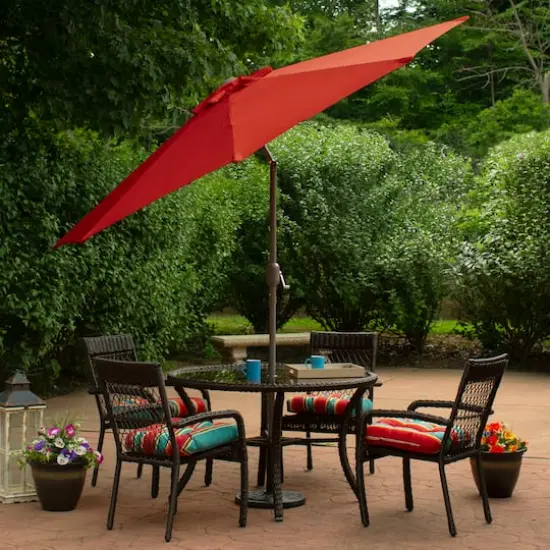 9ft. Outdoor Patio Market Umbrella with Hand Crank & Tilt Terracotta/Brown {4}