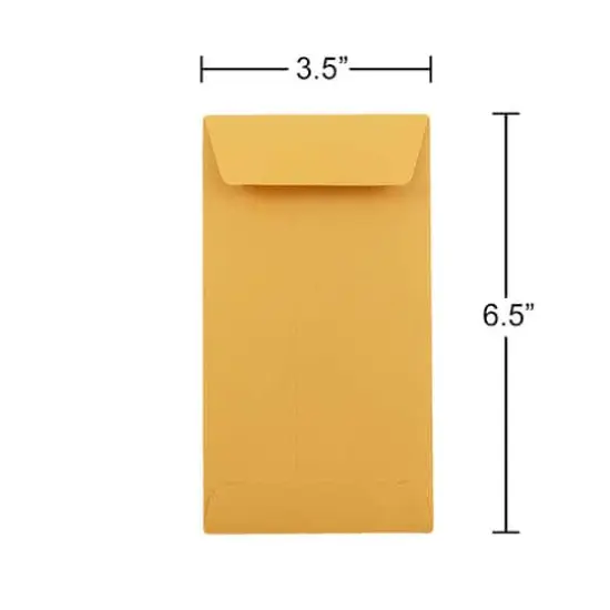 JAM Paper 3.5" x 6.5" Brown Kraft Recycled Coin Business Envelopes, 100ct. {5}