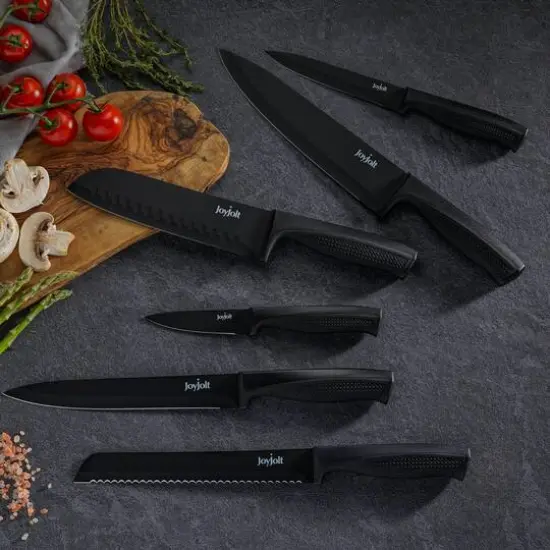 JoyJolt&reg; Black Multipurpose Kitchen Knife Set {6}