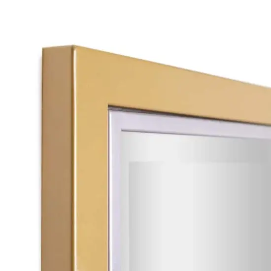 Head West Metal Framed Beveled Edge Rectangular Vanity Wall Mirror Brushed Brass and Chrome {6}