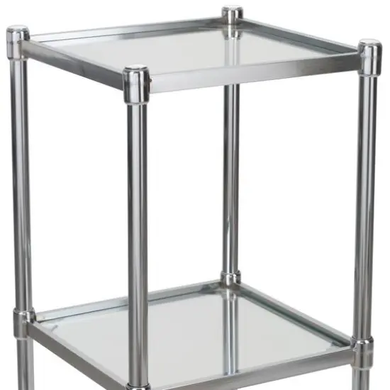Organize It All Glacier 34" 3-Tier Freestanding Tempered Glass Shelving Tower {8}