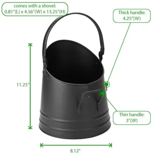 Mind Reader Small Black Fireplace Bucket With Shovel {4}