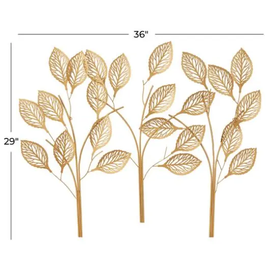 Gold Coastal Floral and botanical Wall Decor, 36" x 1" x 29" {6}