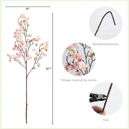 41" Pink Cherry Blossom Flower Stems, 3ct. {5}