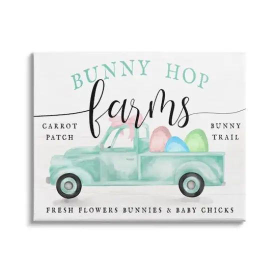 Stupell Industries Bunny Hop Farms Sign Easter Egg Green Truck Canvas Wall Art {1}