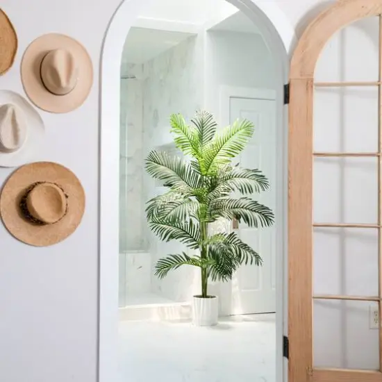 6ft. Artificial Paradise Palm with White Decorative Planter {8}