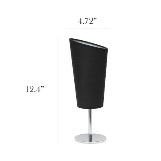 Simple Designs™ 12.5" Mini Chrome Table Lamp with Angled Fabric Shade Black {4}
