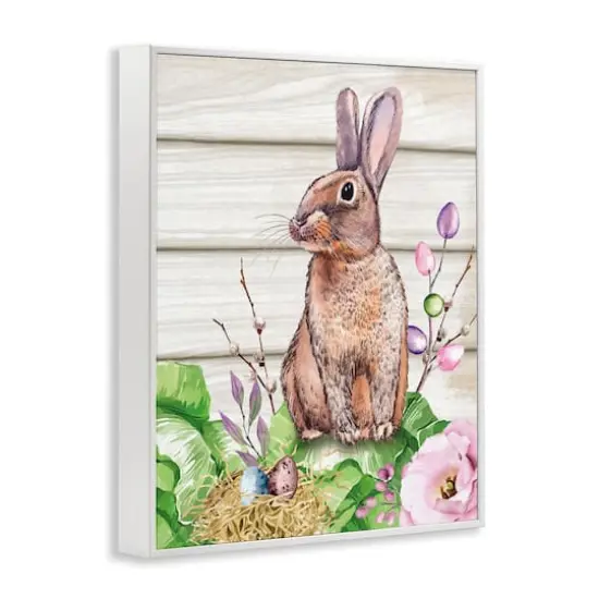 Stupell Industries Spring Flower Garden Country Rabbit Framed Giclee Art White {4}