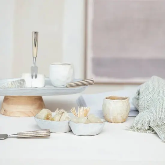 Hello Honey&reg; 8" White Tri-Section Stoneware Dish {5}